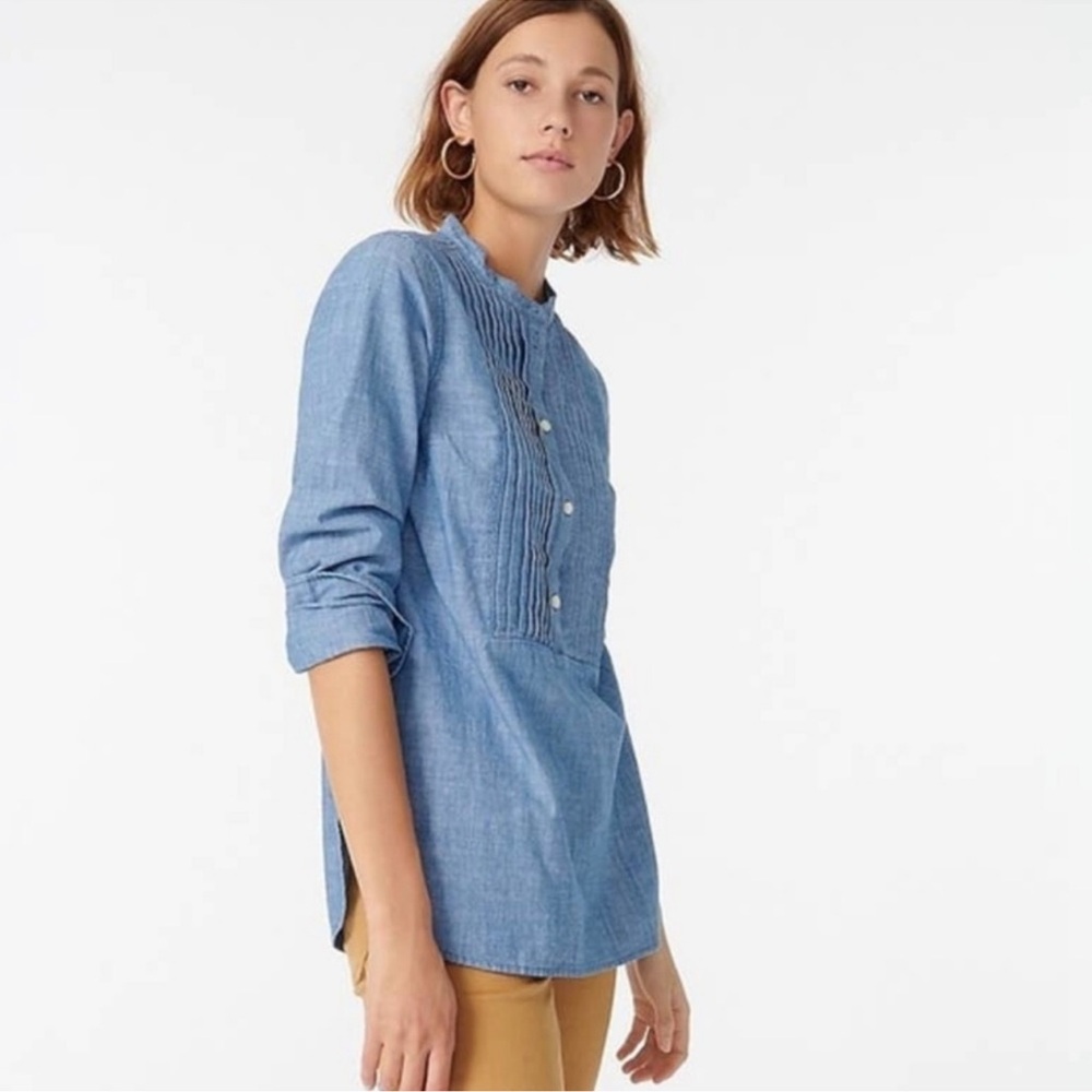 J. Crew Chambray Collarless Tuxedo Shirt - BNWT!